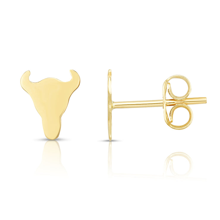 14K Gold Longhorn Stud Earrings