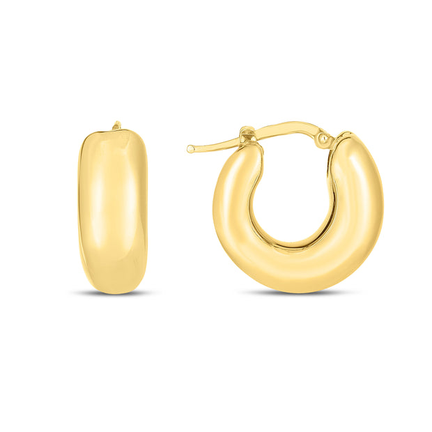14K Small Puffy Hoops