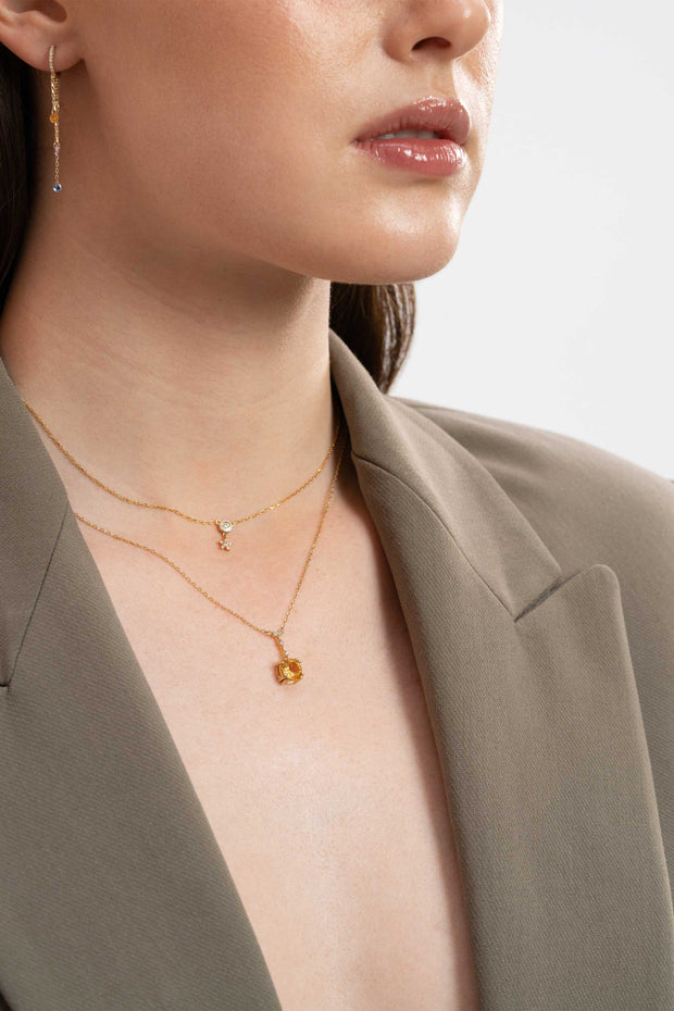 Estate Necklace in Citrine and Diamond