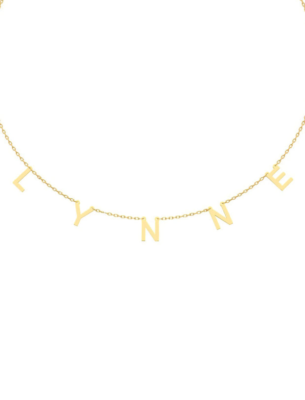 18K Gold Custom Name Necklace with Separated Letters