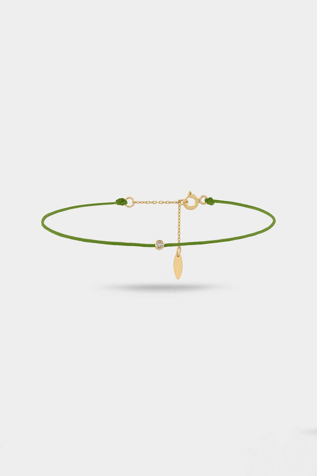 Green Aspire Cord Bracelet in Diamond