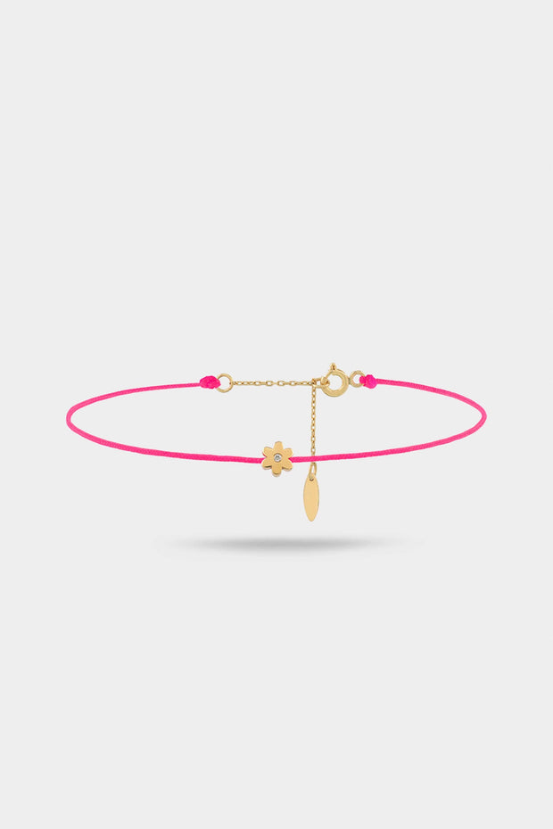 Hot Pink Bloom Cord Bracelet in Diamond