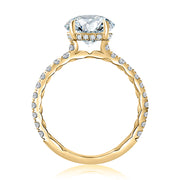 14k Round Solitaire Engagement Ring with Pavé Diamonds