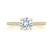 14k Four Prong Diamond Engagement Ring with Quilted Shank