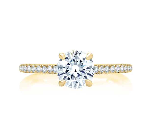 14k Four Prong Diamond Engagement Ring with Quilted Shank