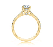 14k Four Prong Diamond Engagement Ring with Quilted Shank