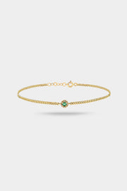 Mosaic Cuban Link Bracelet in Emerald and Diamond