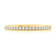 14k Classic Half Pavé Diamond Wedding Band with Quilted Interior