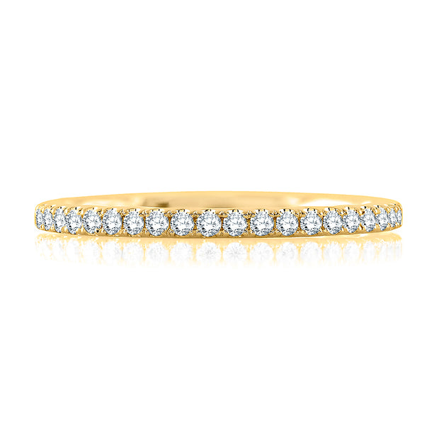 14k Classic Half Pavé Diamond Wedding Band with Quilted Interior