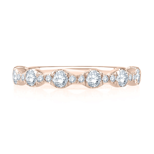 14k Floating Bubble Diamond Wedding Band with Quilted Interior