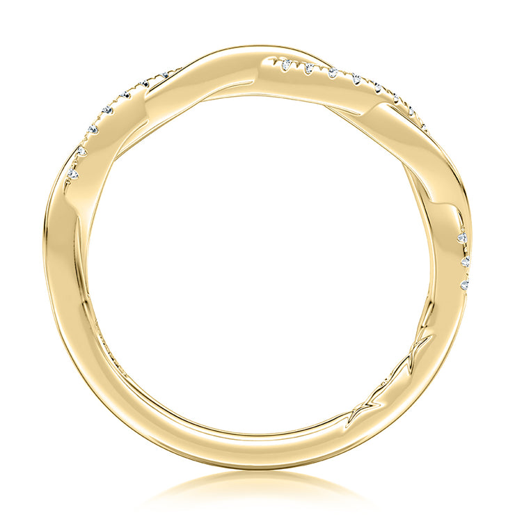 14k Alternating Row Diamond Wedding Band