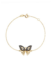 18K Gold Zircon Butterfly Bracelet