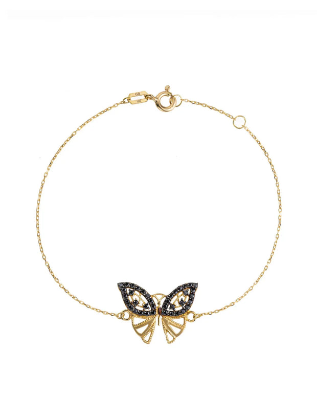 18K Gold Zircon Butterfly Bracelet