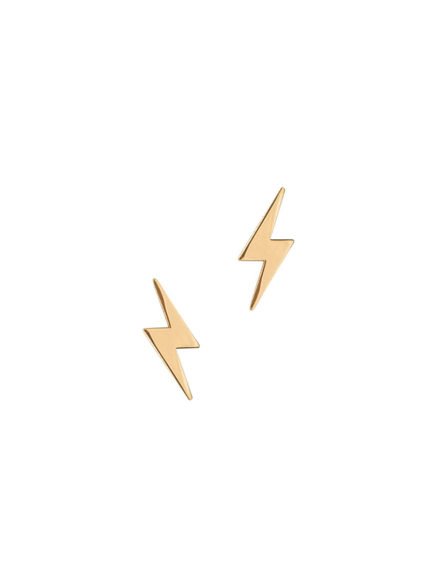 18K Gold Bold Lightning Stud Earrings