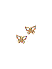 18K Gold Rainbow Butterfly Stud Earrings