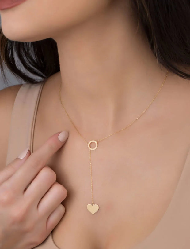 18K Gold True Heart Plunge Necklace