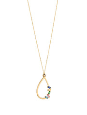 18K Gold Baguette Gems Drop Necklace