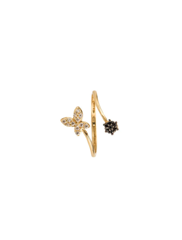 18K Gold Flex-Fit Butterfly Zircon Ring