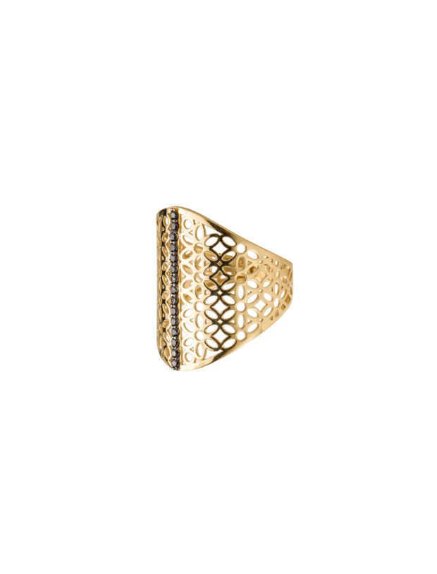 18K Gold Lacework Zircon Ring
