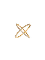 18K Gold Gemstone X Ring