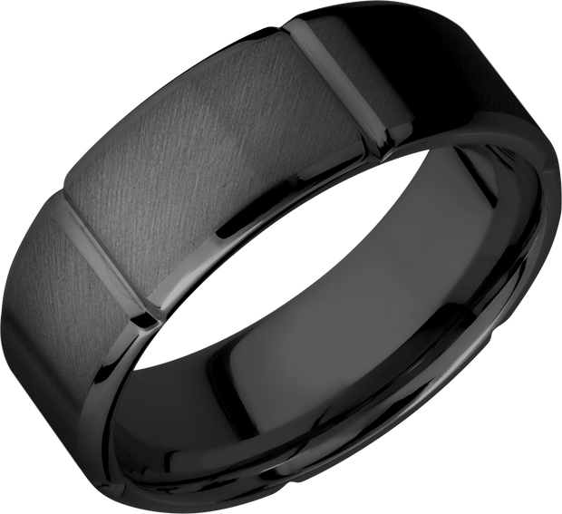 Zirconium 8mm beveled band with 6 segmented sections