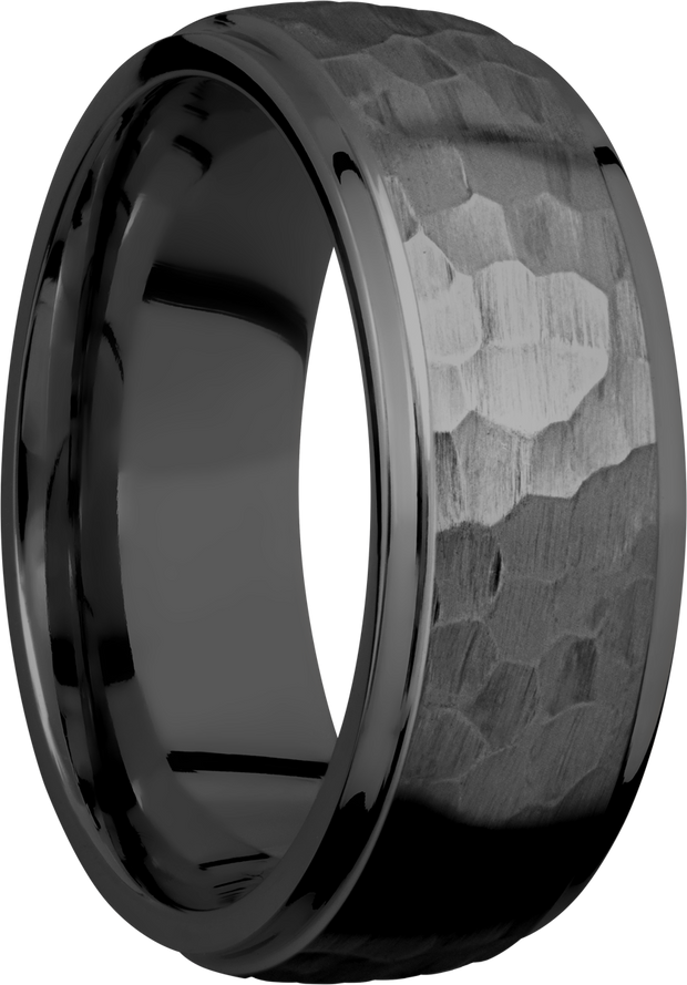 Zirconium 8mm domed band with grooved edges